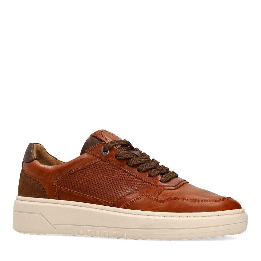 No Stress Cognac leren sneakers