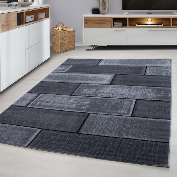 Dywan nowoczesny Plus Mur szaro-czarny 120 cm x 170 cm