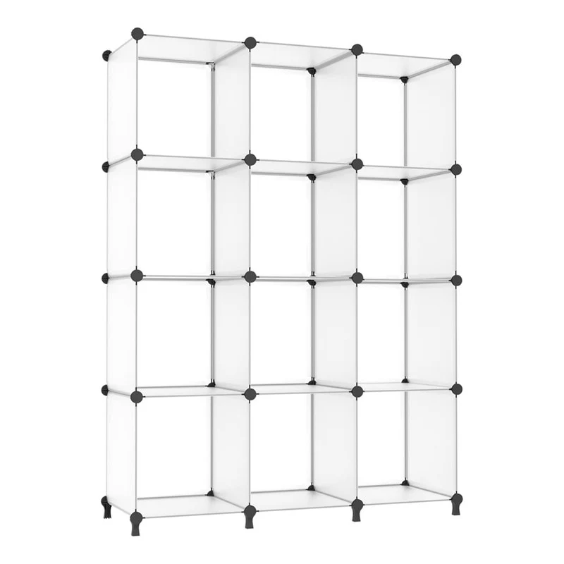 12 Cube Stackable Shoe Rack Organizer DIY Plastic Shoe Storage Cabinet for Closet & Entryway - N/A