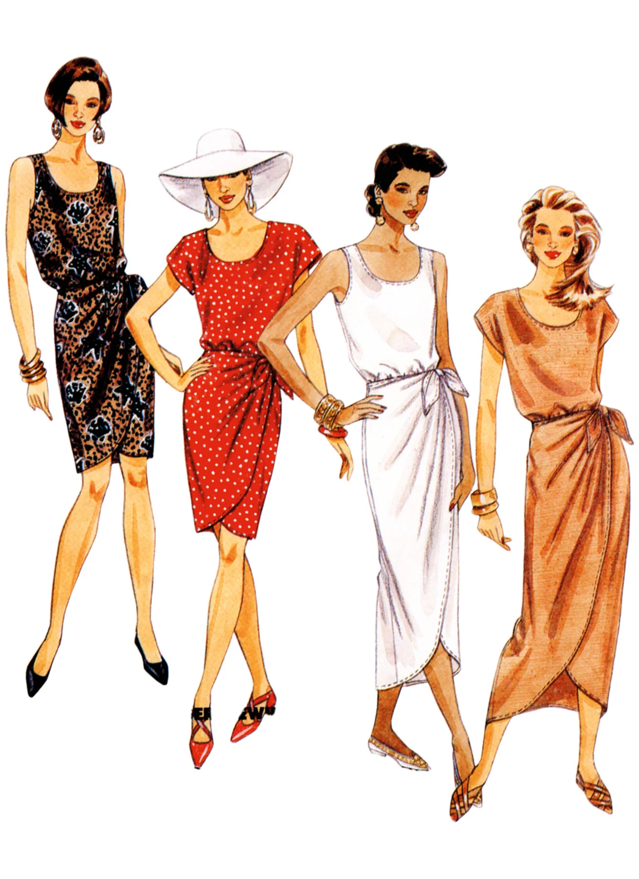 McCall's Pattern M8501 1990s Misses' Mock Sarong Dress in Two Lengths