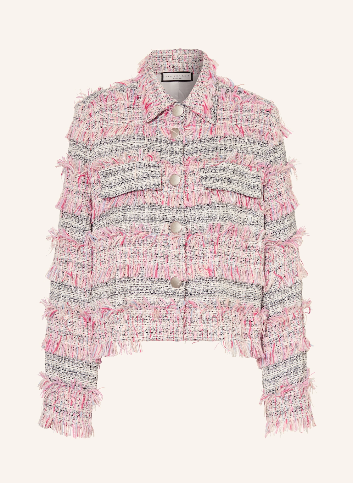 SEM PER LEI Kastenjacke aus Bouclé mit Glitzergarn