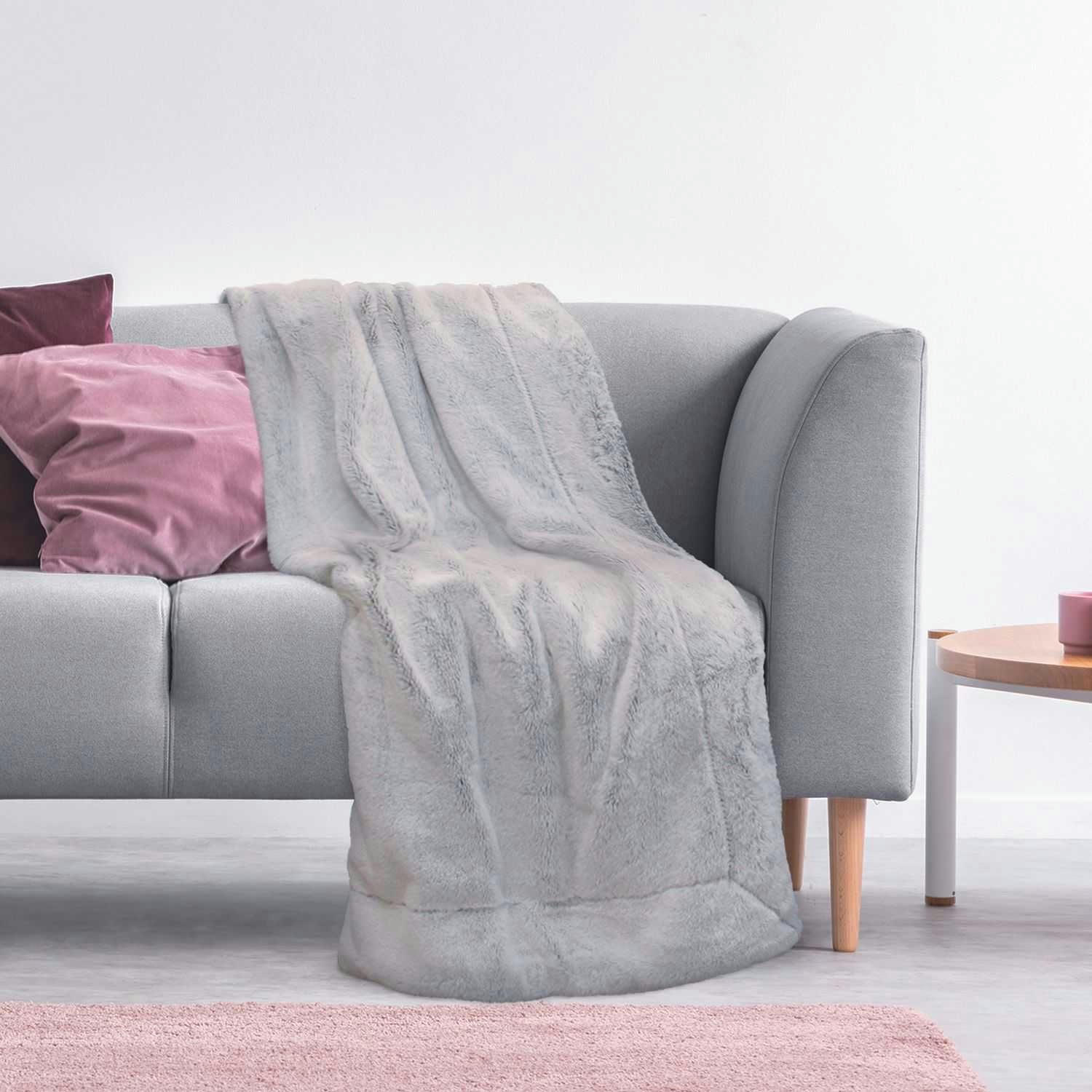 - Plaid imitation fourrure xxl 140x200cm gris