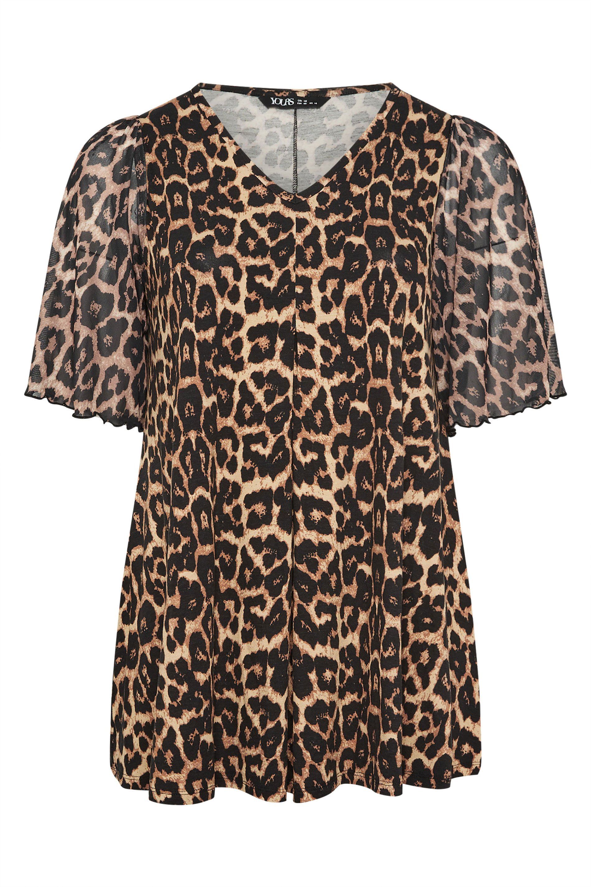 Yours Leopard Pleat Front Top
