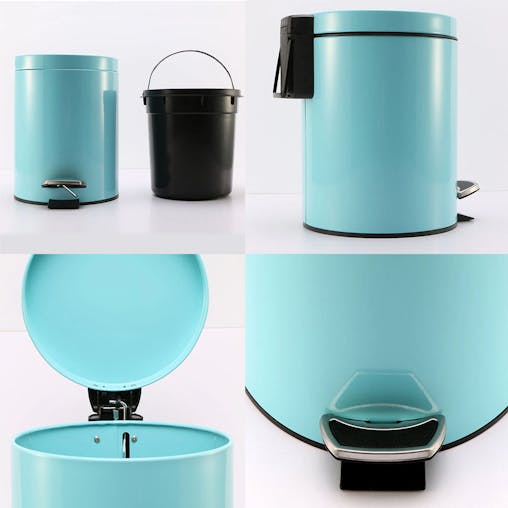 SOGA 4X Stainless Steel Pedal Bin Blue 7L