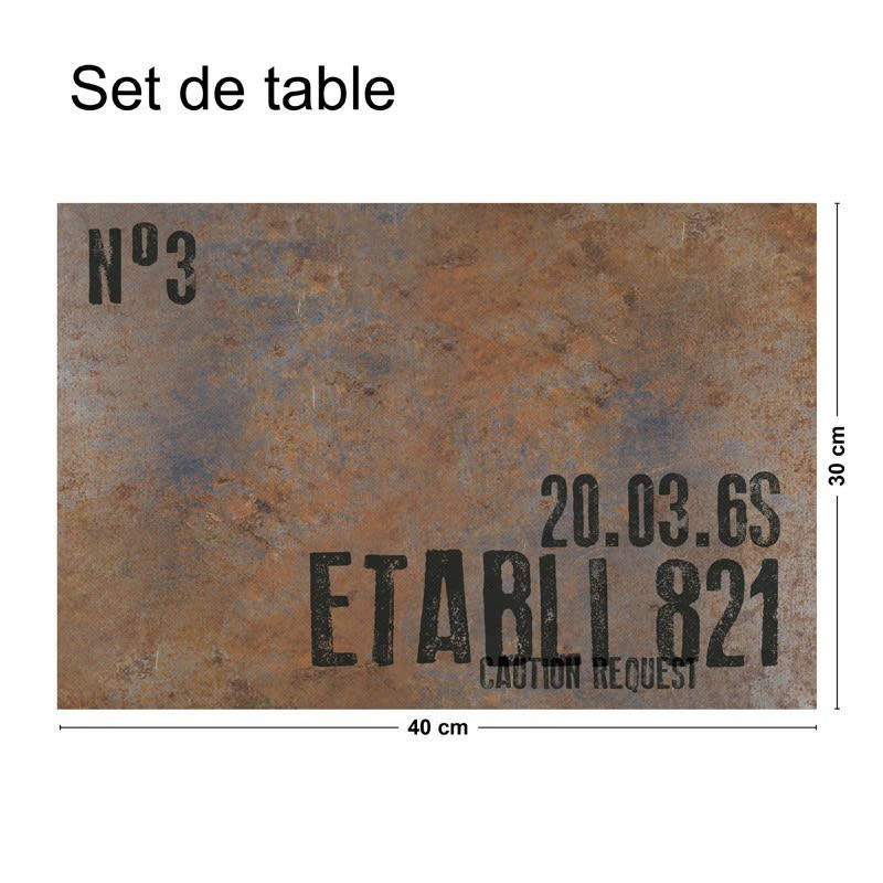 FULL METAL - Lot de 4 sets de table L 40xl 30cm Marron Rouille Indus
