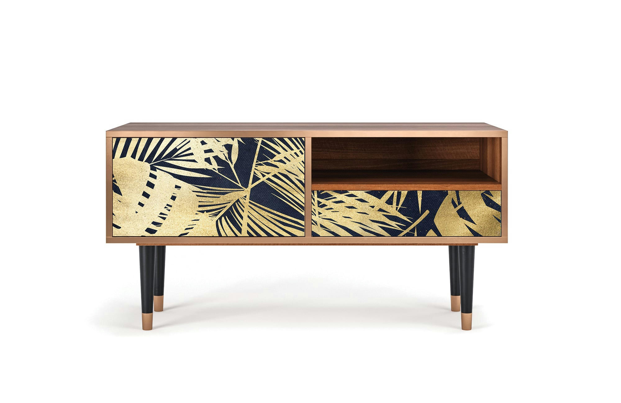 JUNGLE VIBES - Meuble TV  bleu et jaune 1 tiroir et 1 porte L 115 cm