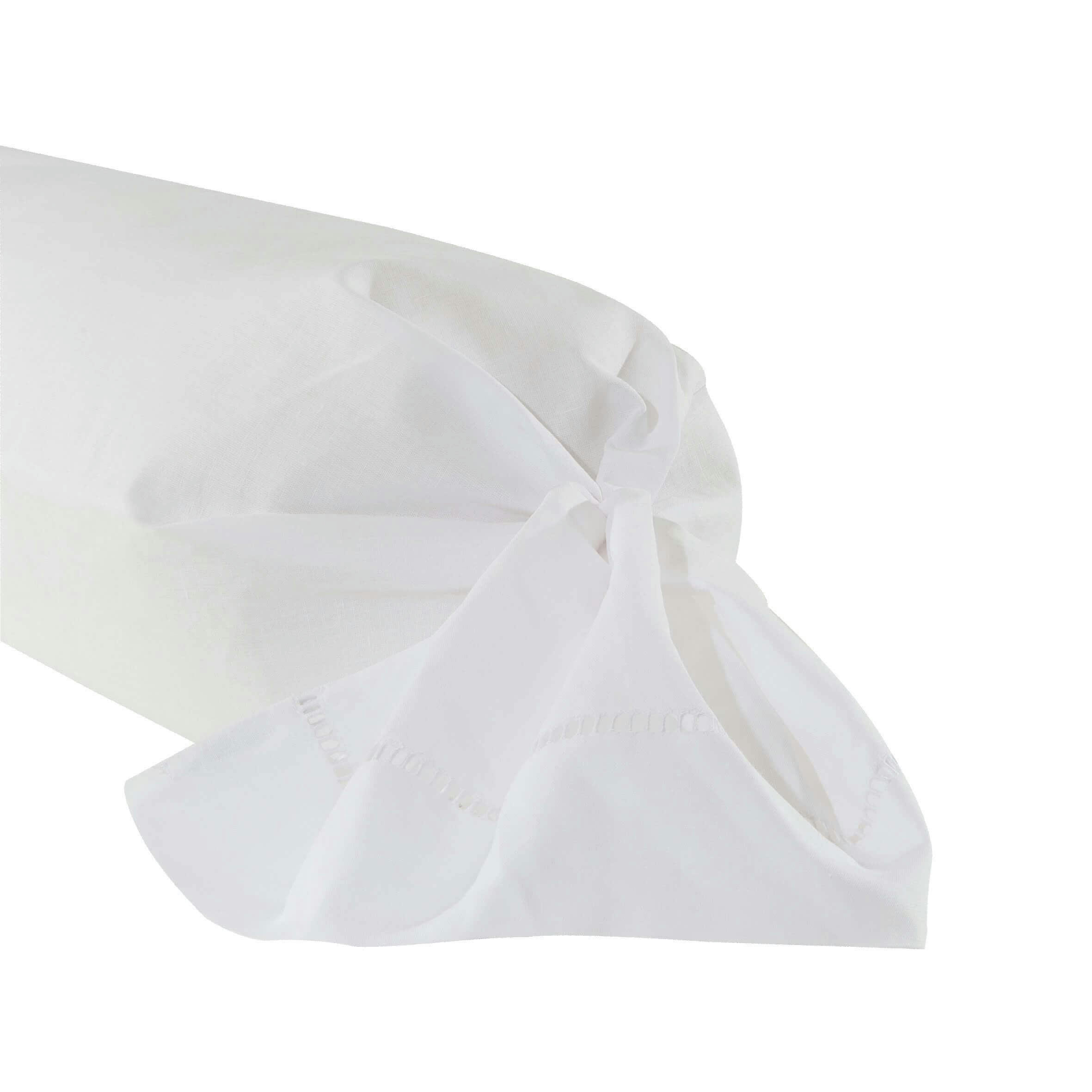 VENISE - Taie de traversin en lin métis blanc 43x190