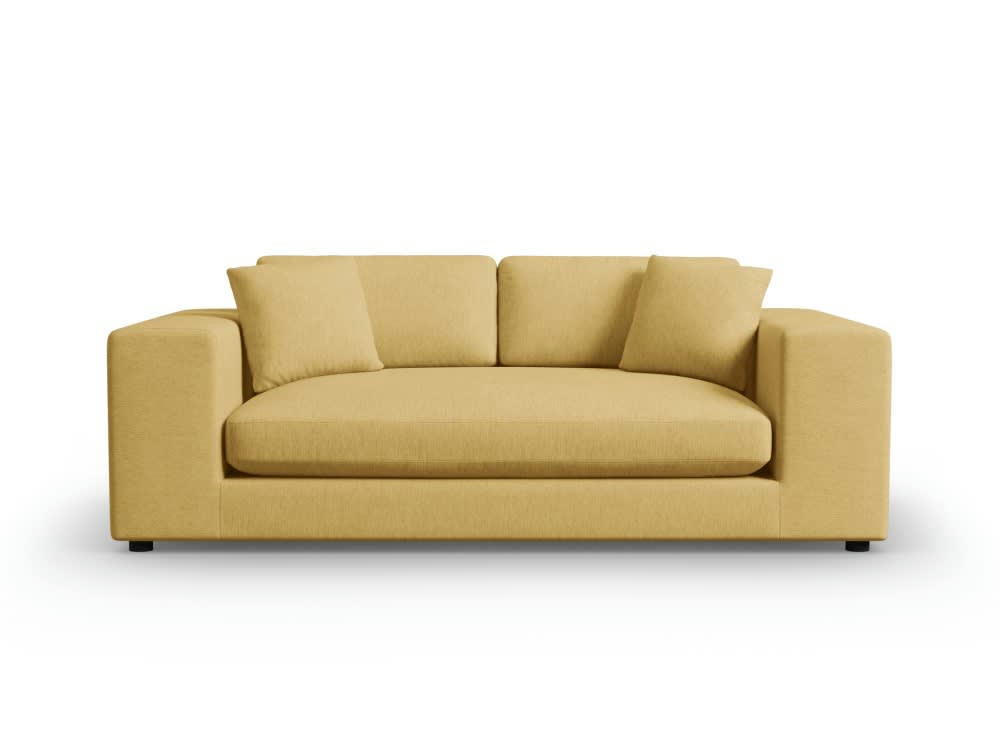 TENDANCE - Canapé 3 places en tissu structuré jaune