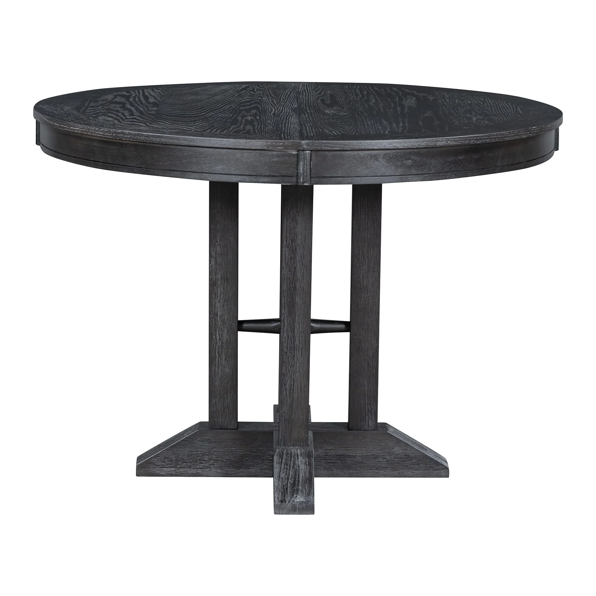 TREXM Farmhouse Dining Table Extendable Round Table for Kitchen and Dining Room