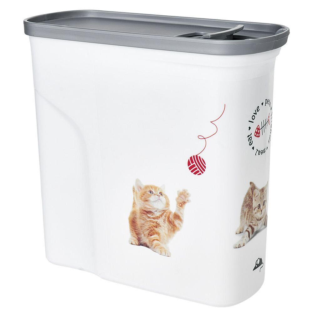 BoÎte à croquettes pour chat grise et blanche 2L