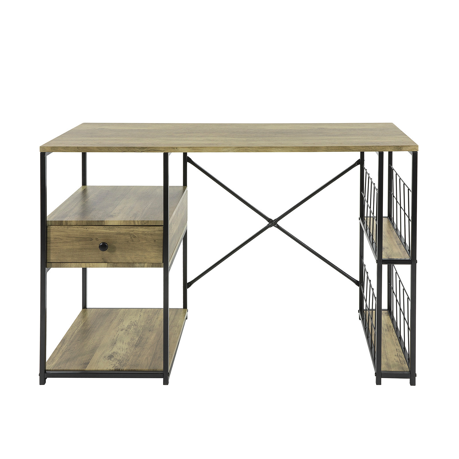 SoBuy Biurko z szufladą Drewno/Czarny 118x48x75cm FWT61-N