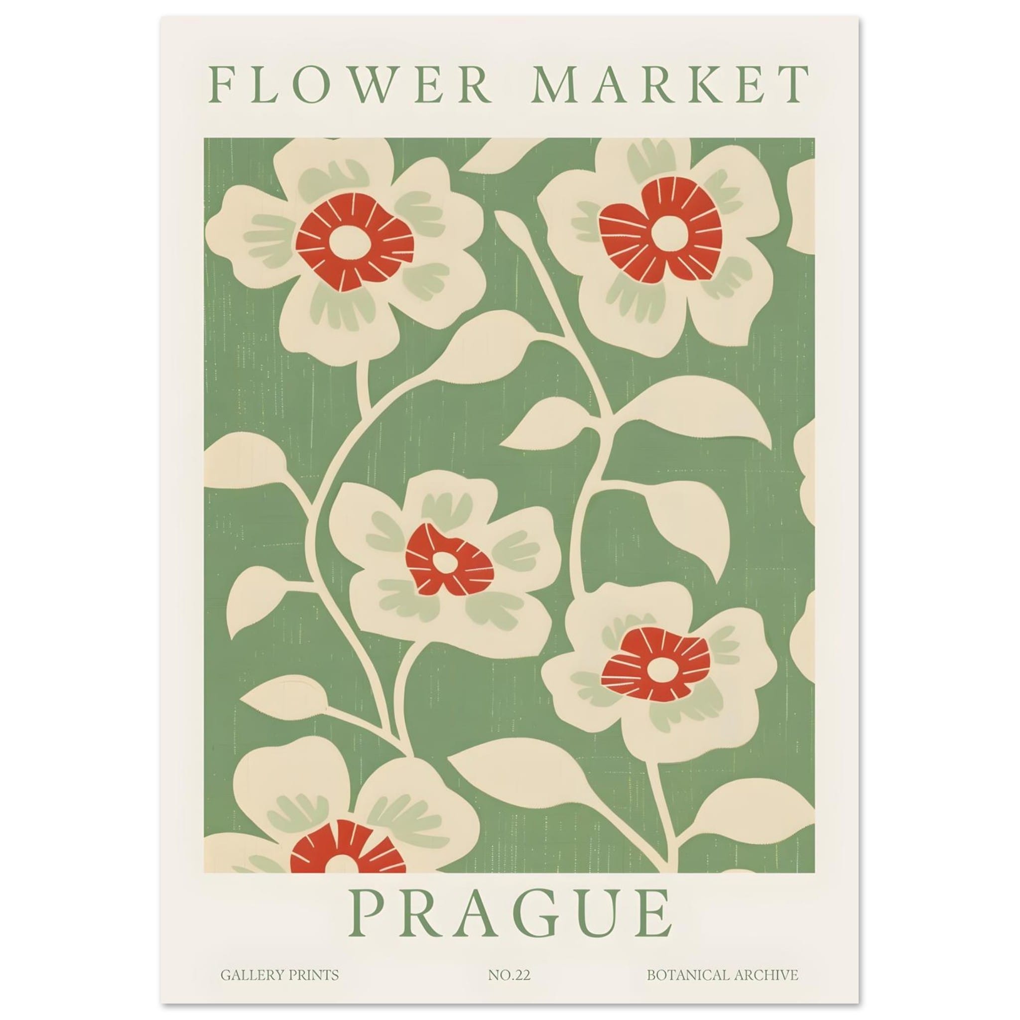 Artfulprints Poster Flower market - Prague I  - A4 21x29.7 cm - Meerkleurig