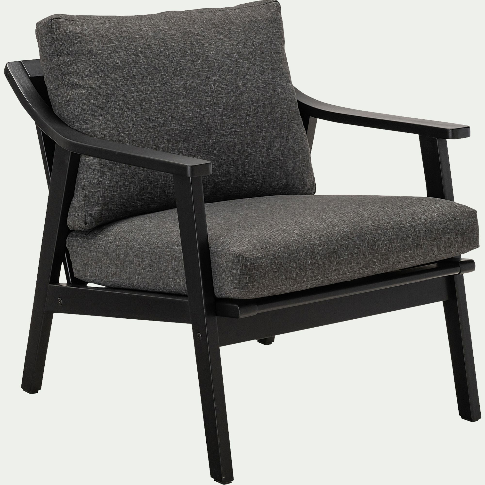 JAUNA - Fauteuil de jardin en bois d'eucalyptus - noir
