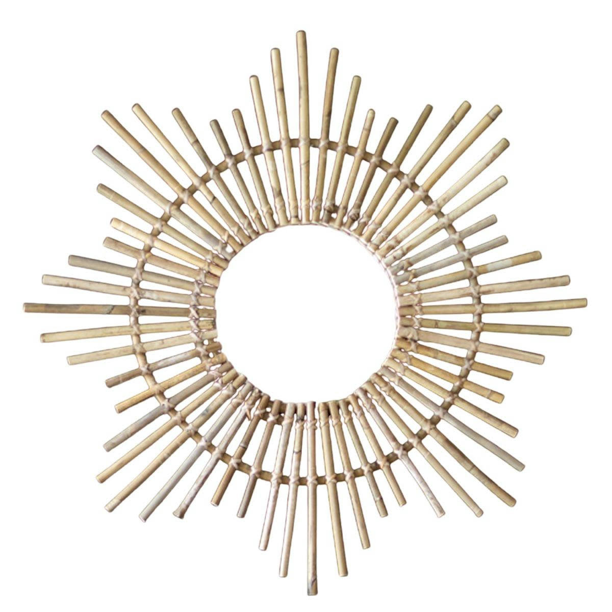 MOKA - Miroir rond en rotin -57.000x0.000 cm - Bois clair - Rotin