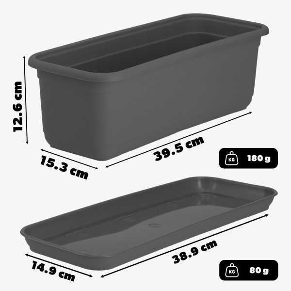 Kadax Skrzynka Balkonowa Doniczka 40cm   Podstawka