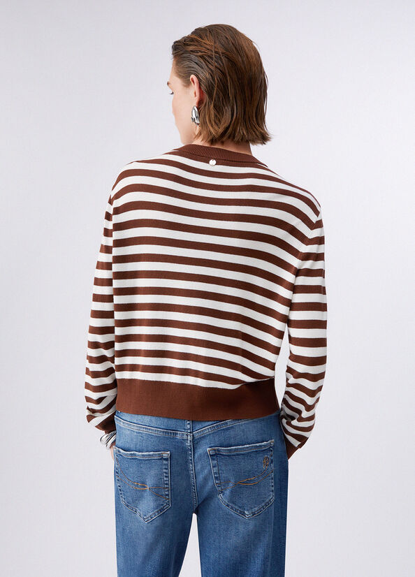 Cardigan con inserto in twill stampato
