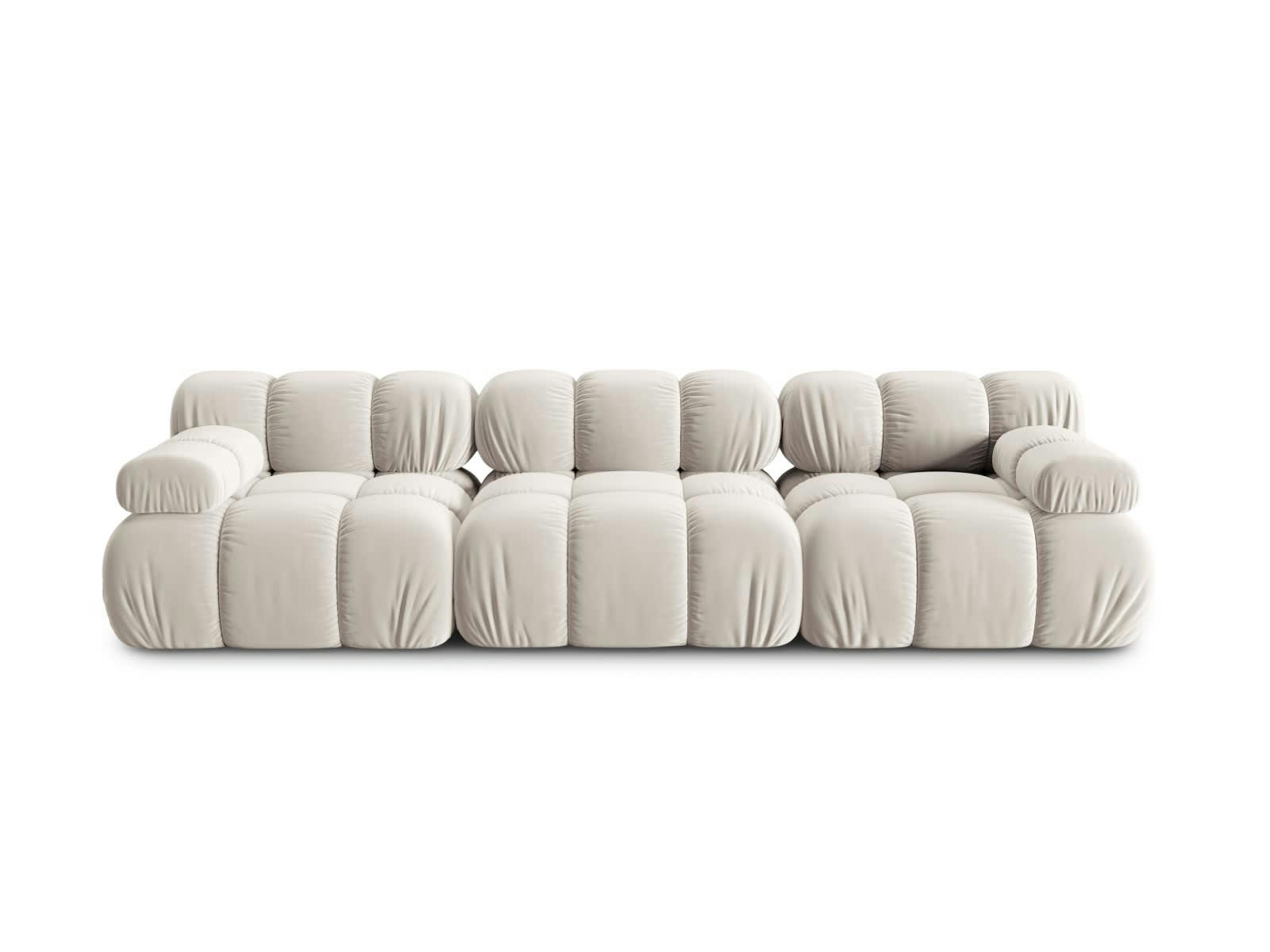 BELLIS - Canapé modulable 3 places en tissu velours beige clair