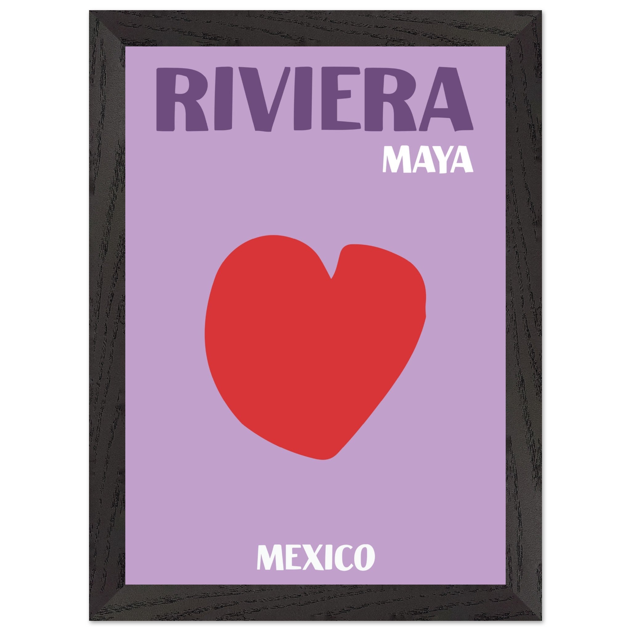 Artfulprints Poster met Lijst Mexico - Riviera Maya  - A4 21x29.7 cm - Paars
