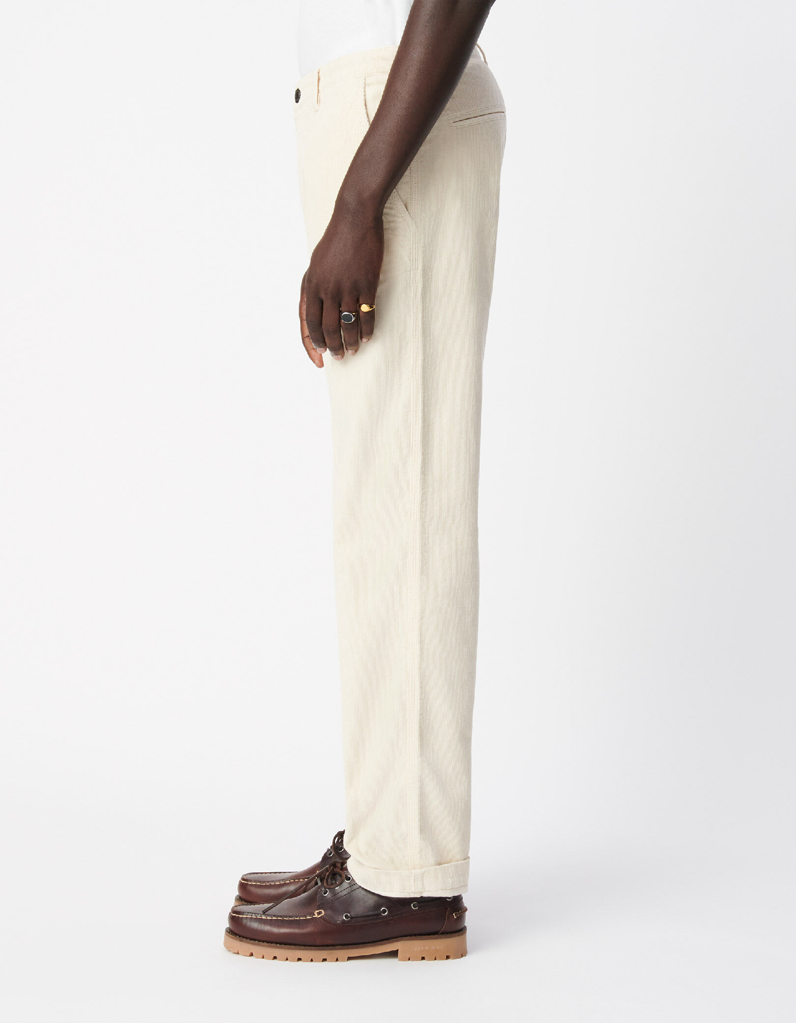 Pantalon chino droit écru velours milleraies Homme