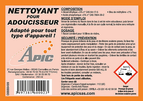 Nettoyant pour adoucisseurs d'eau universel