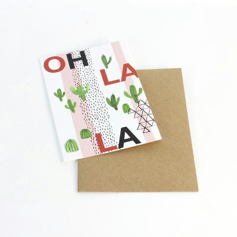 CACTUS - Carte postale double avec enveloppe en papier recyclé