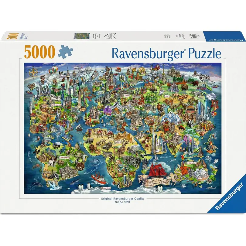 Puzzle Weltkarte mit Sehenswürdigkeiten