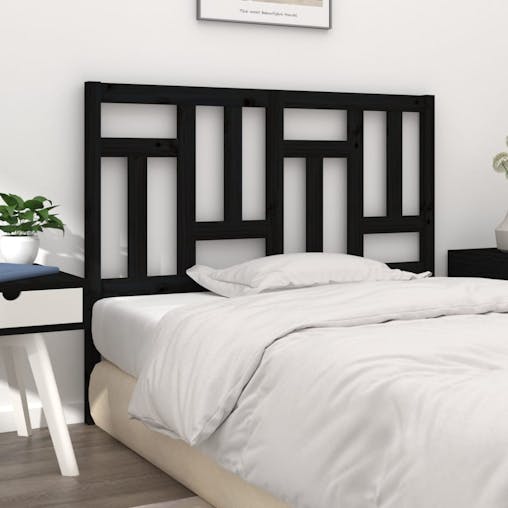 NNEVL Bed Headboard Black 140.5x4x100 cm Solid Wood Pine