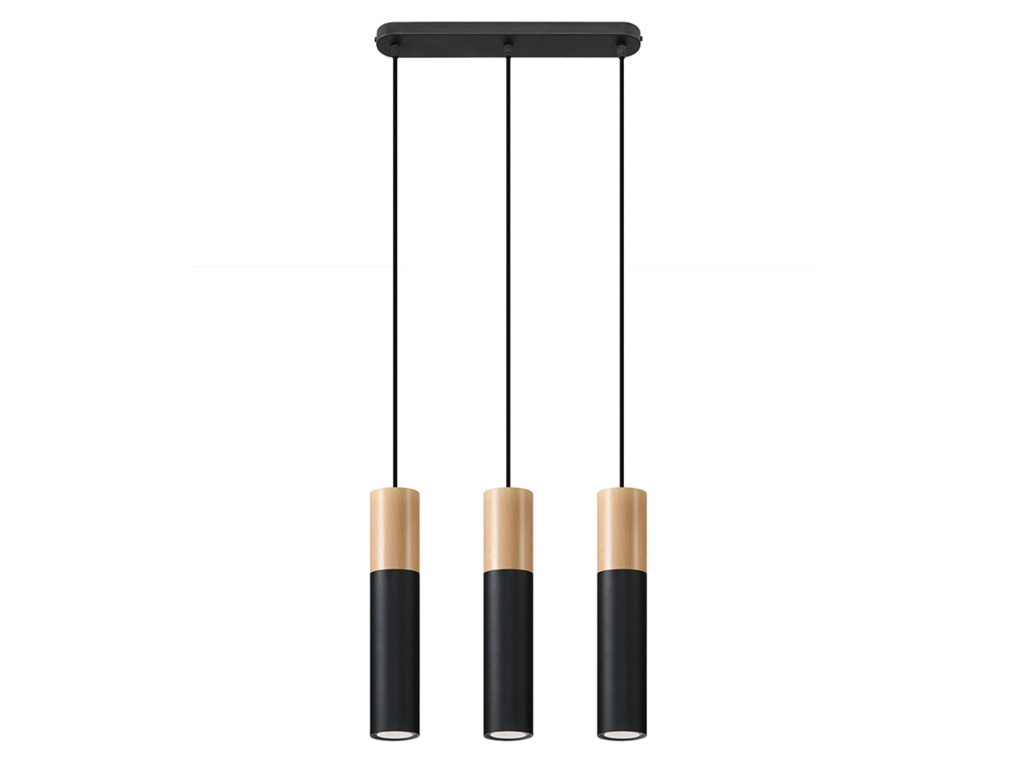 Lampa wisząca Pablo 3-punktowa drewniana brązowo-czarna