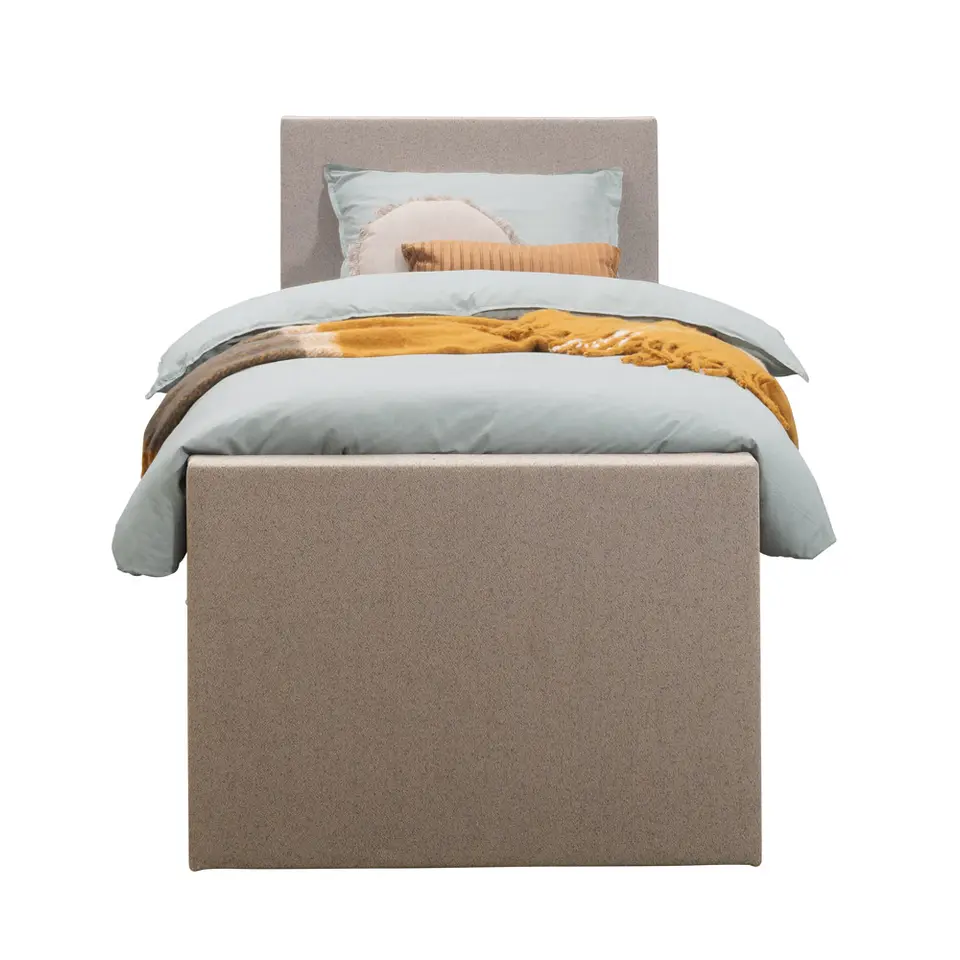 Boxspring met opbergruimte en voetbord Liv egaal - beige - 90x200cm
