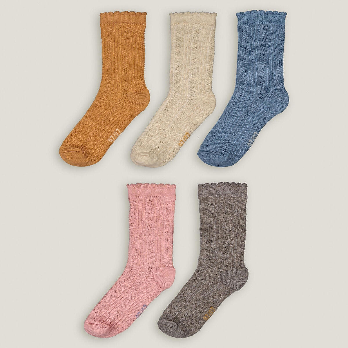 Lot de 5 paires chaussettes unies texturées