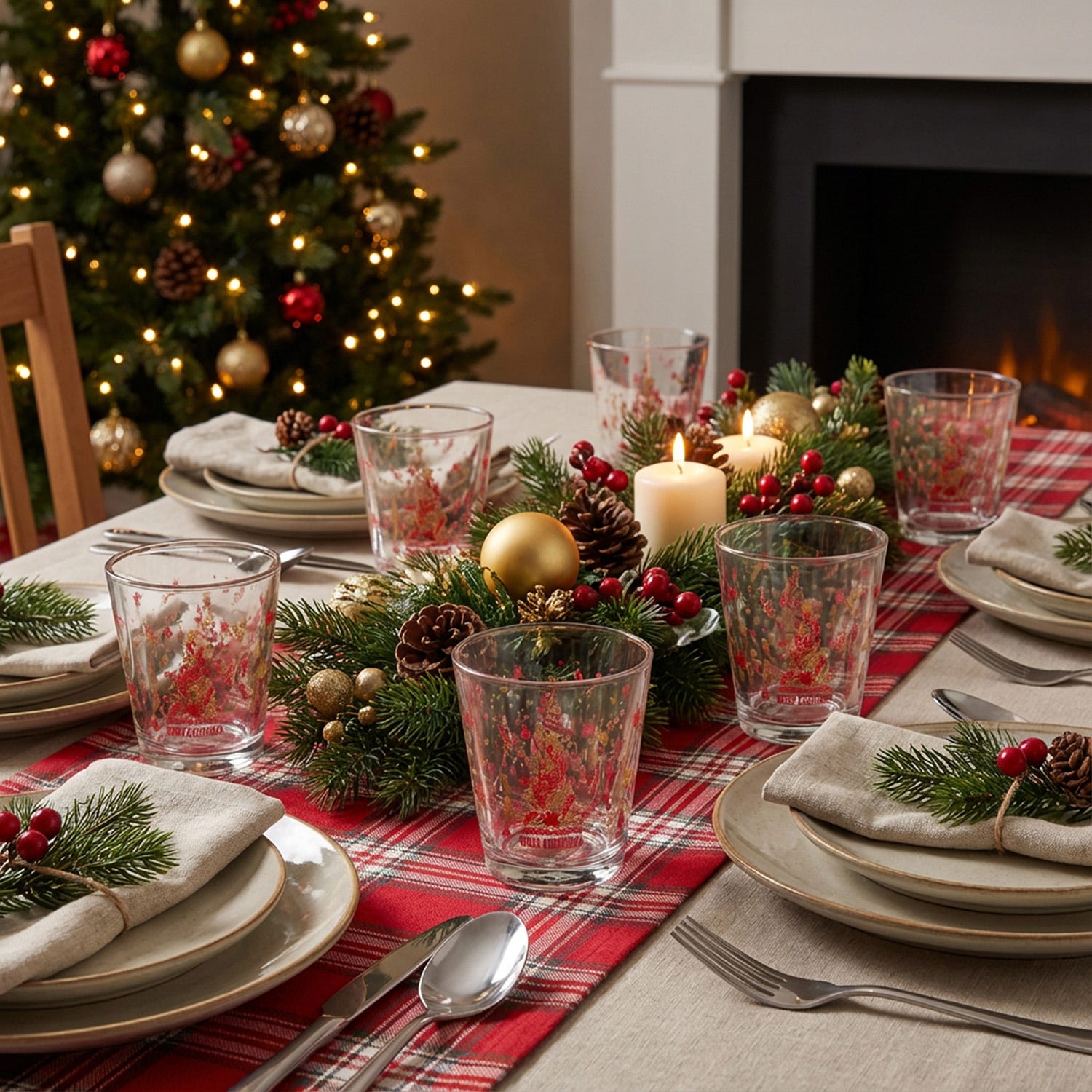 Set 6 bicchieri acqua Merry Christmas rosso