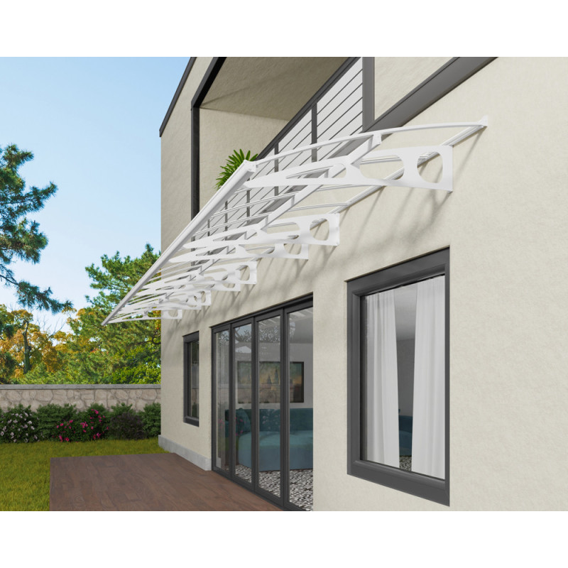 Marquise de porte Bordeaux blanche 890 x 140 cm CANOPIA