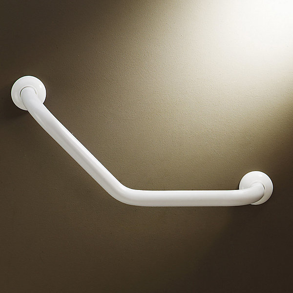 Barre d'appui coudée en aluminium blanc 135°