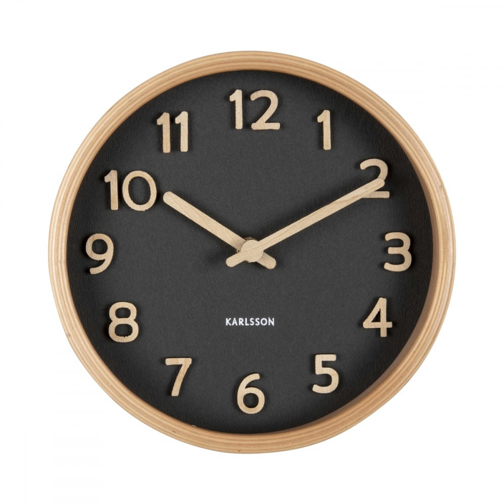 PURE - Horloge à poser pure h18cm bois noir
