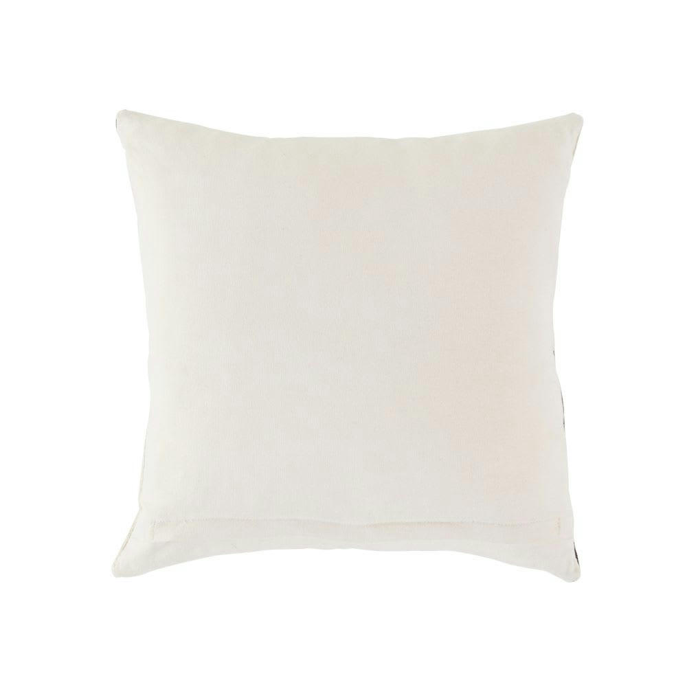 SOFALA - Coussin en coton brodé motifs géométriques écrus, noirs et marron 45x45