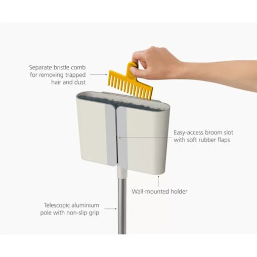 Joseph Joseph Cleantech Wall-Mounted Broom | Stone