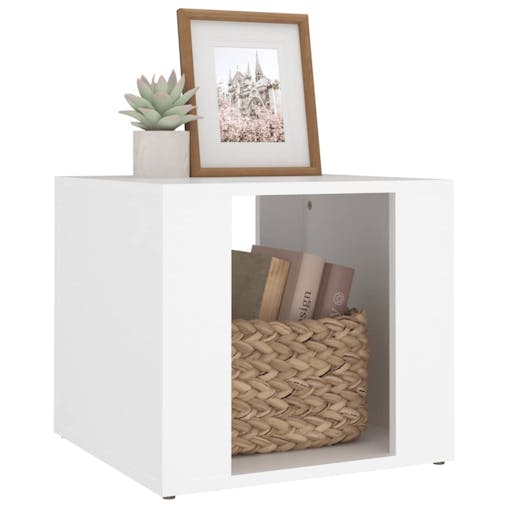 NNEVL Bedside Table White 41x40x36 cm Engineered Wood