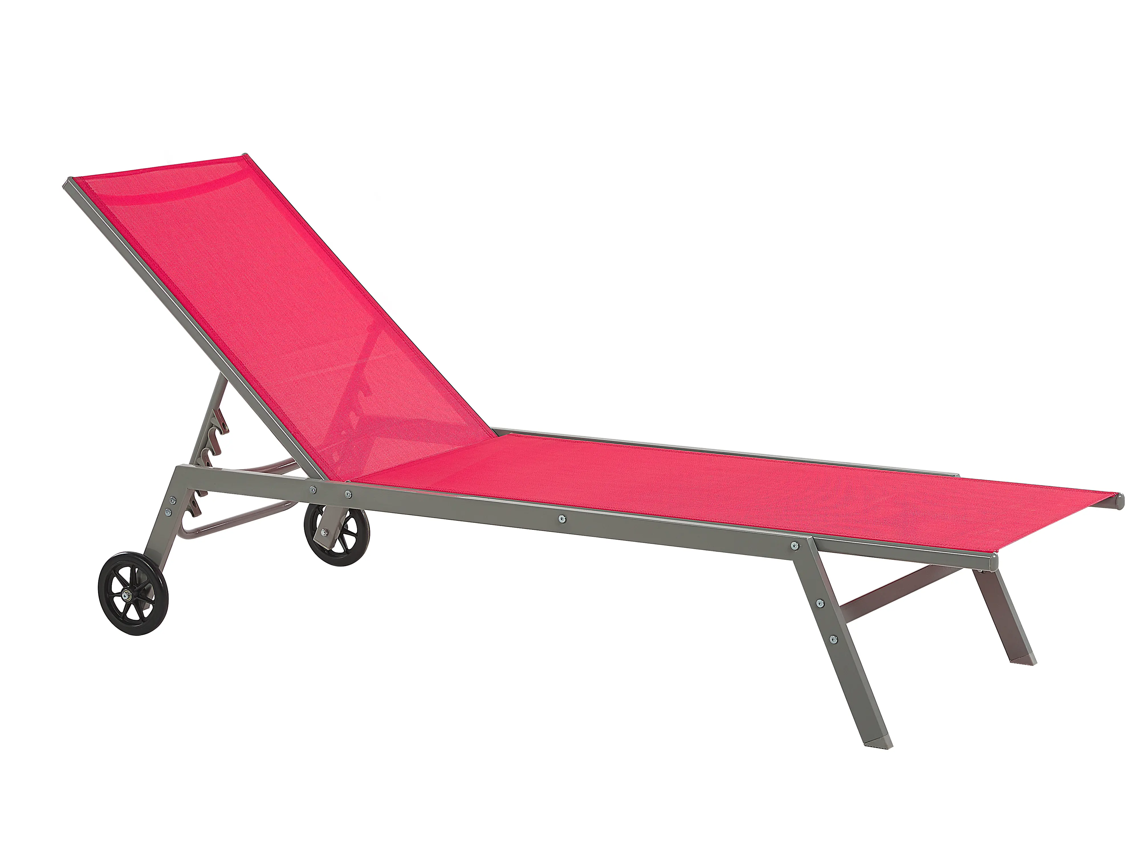 Sun Lounger LEVANZO Reclining Metal Red