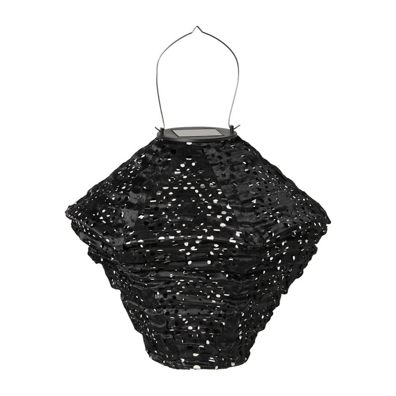 Solar barok lampion ruit - zwart -&Oslash;24x28 cm