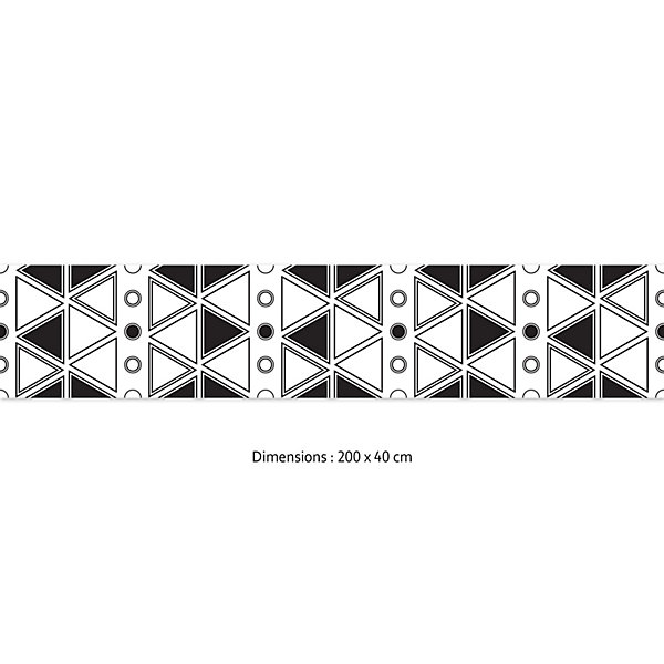 Crédence cuisine adhésive en vinyle modèle ART MODERNE noir et blanc, 200 x 40 cm, design raccordable