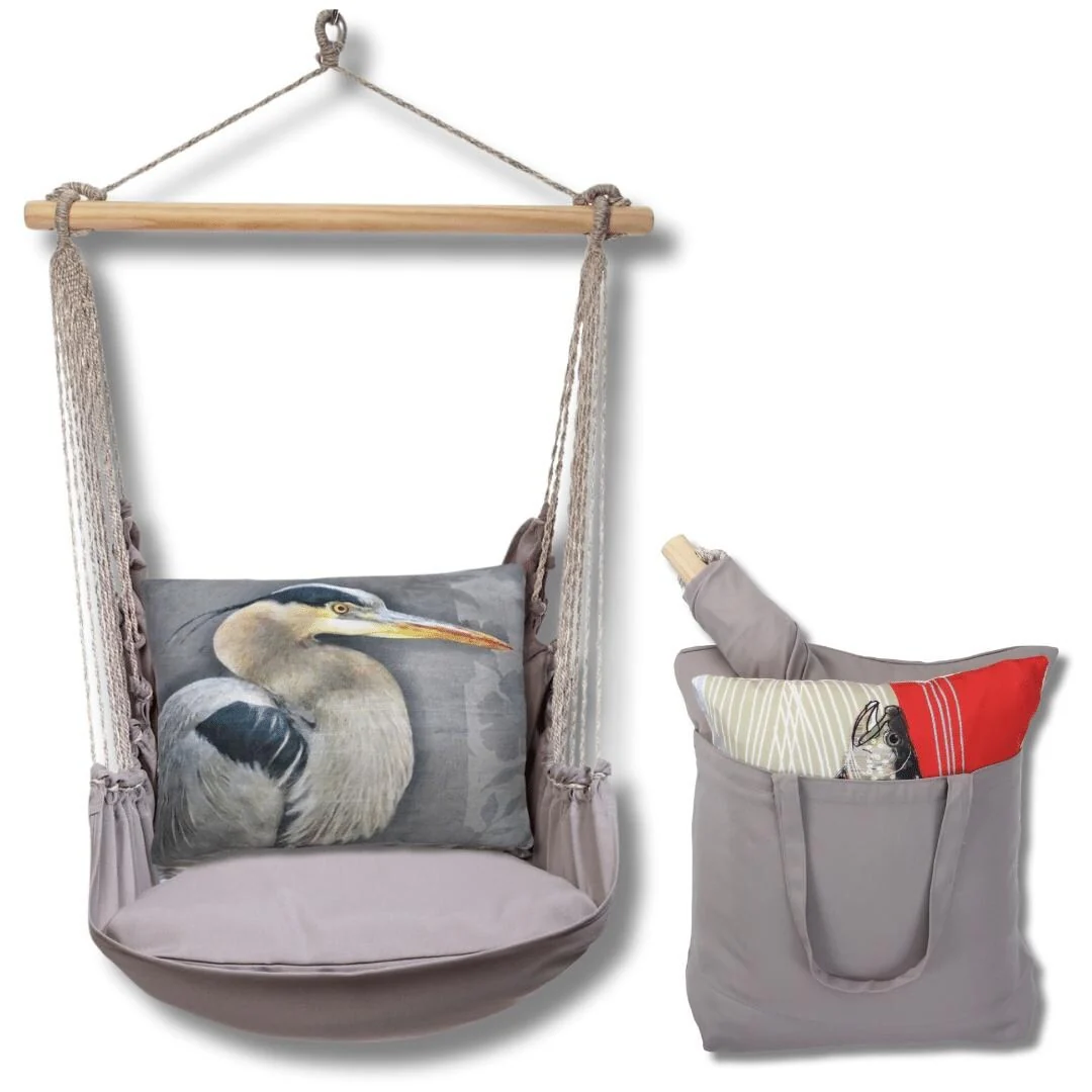 Magnolia Casual Swing Set 4 piece - Gray Solid w/ White Egret