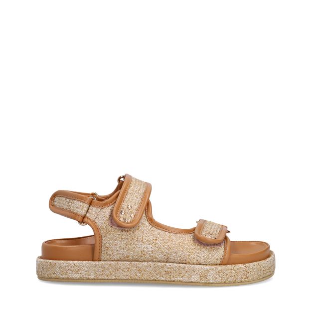 Beige raffia sandalen