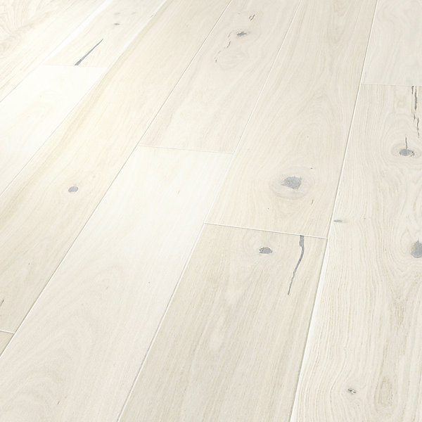Parquet contrecollé clipsable Belve M en chêne verni blanc