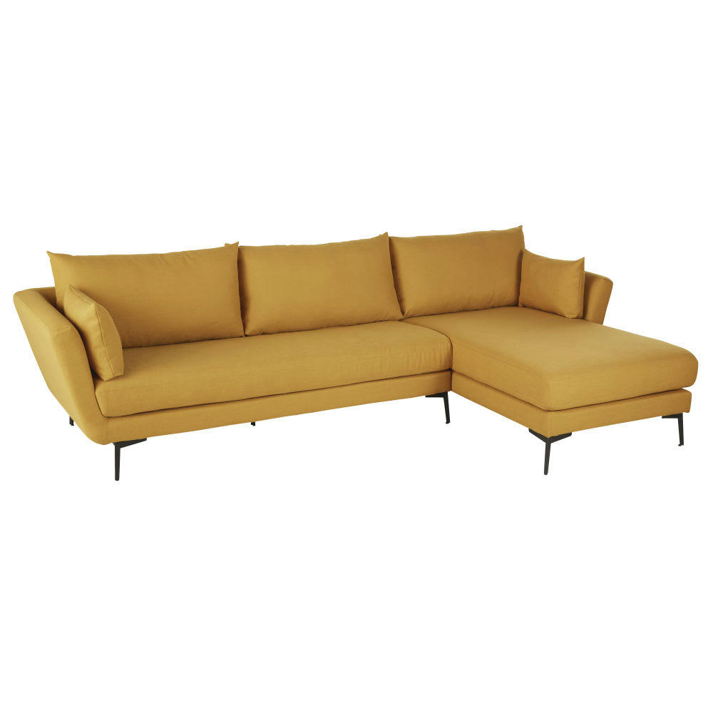 Prague - Canapé d'angle droit 4/5 places jaune