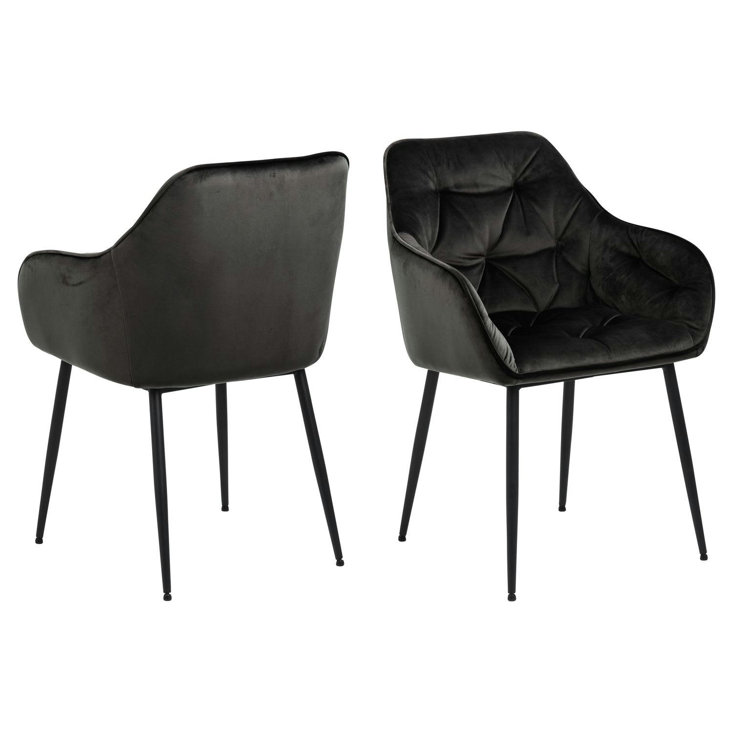 FLORIE - Lot de 2 chaises de salle à manger avec accoudoirs effet