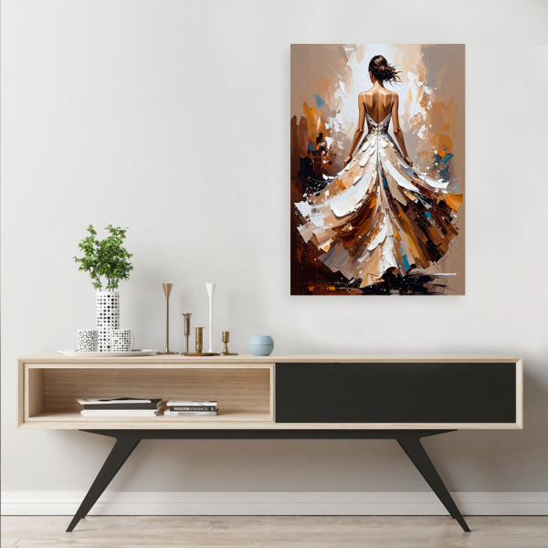Feeby Obraz do salonu sypialni, Kobieta w białej sukni efekt farby 40x60