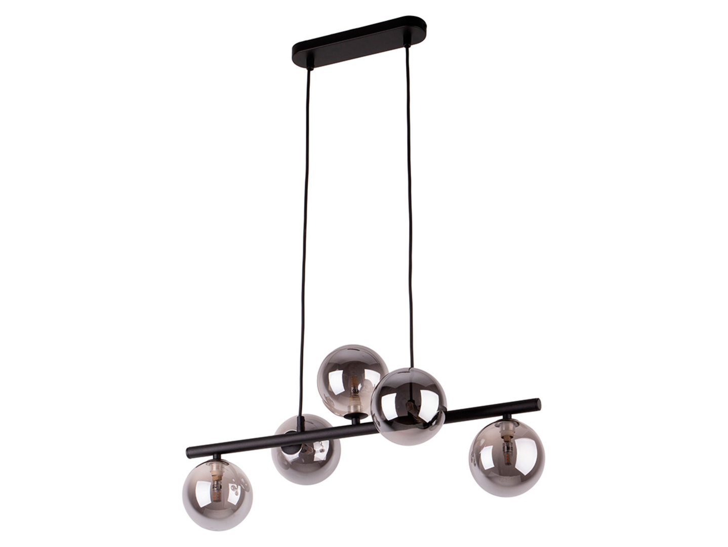 Lampa wisząca Estera Black5-punktowa szklana srebrna