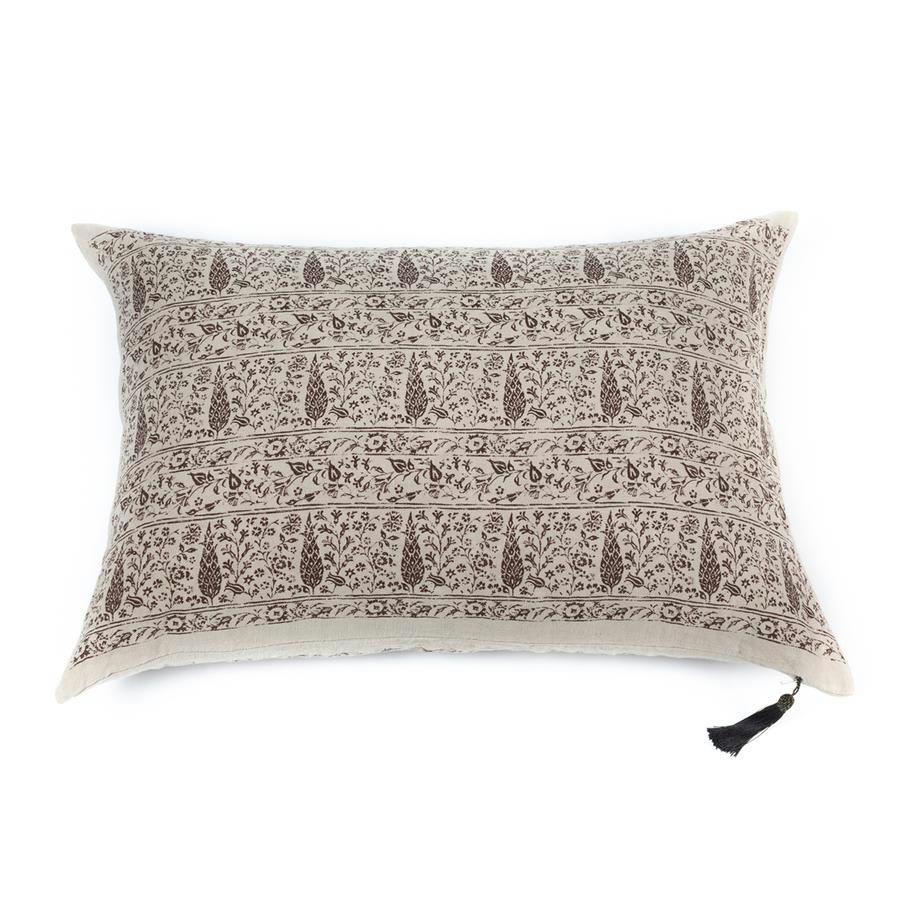 ORIENT EXPRESS - Coussin en lin pur lavé  Hayat Marron 50x70