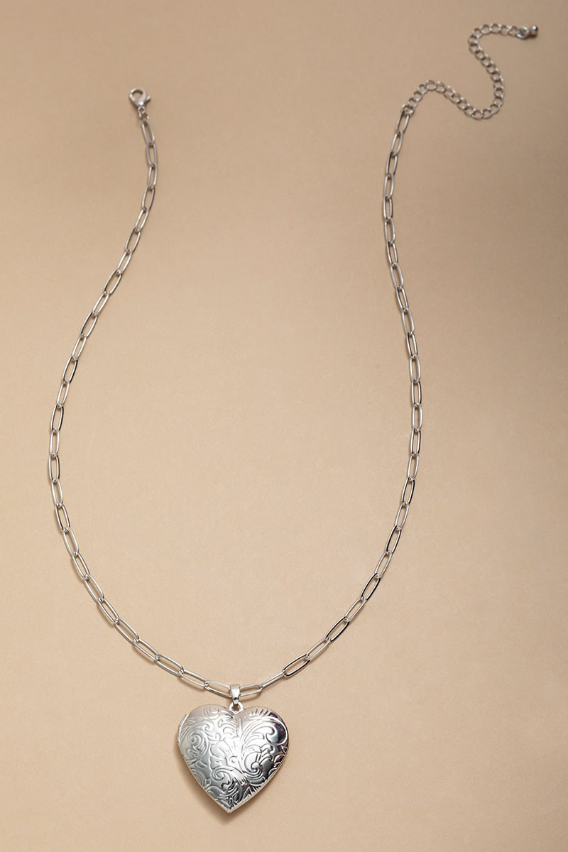 Nina Silver Heart Locket Necklace