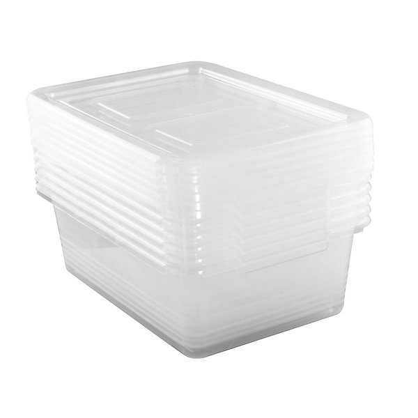 Lot 6 boîtes rangement plastique 39x28x13 cm transparentes empilables et solides